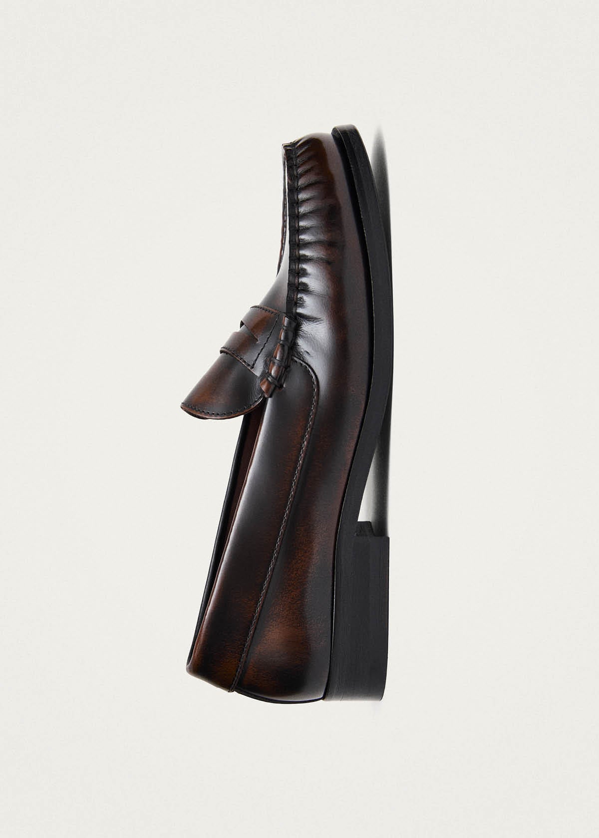 Rivet Brushed Coffee Brown Leather Loafers - Image 4