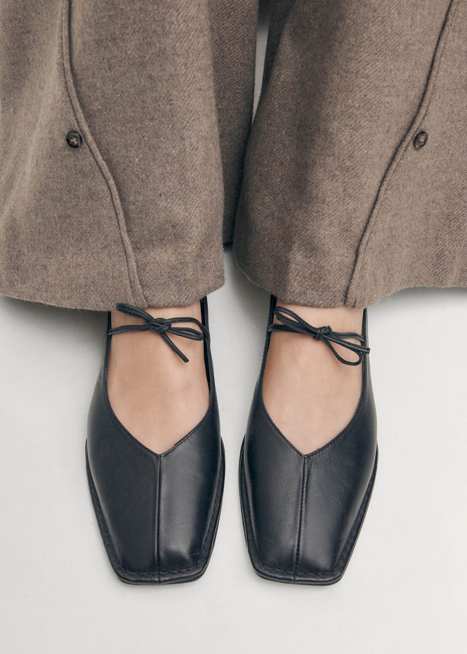 Sway Black Leather Ballet Flats - Image 5