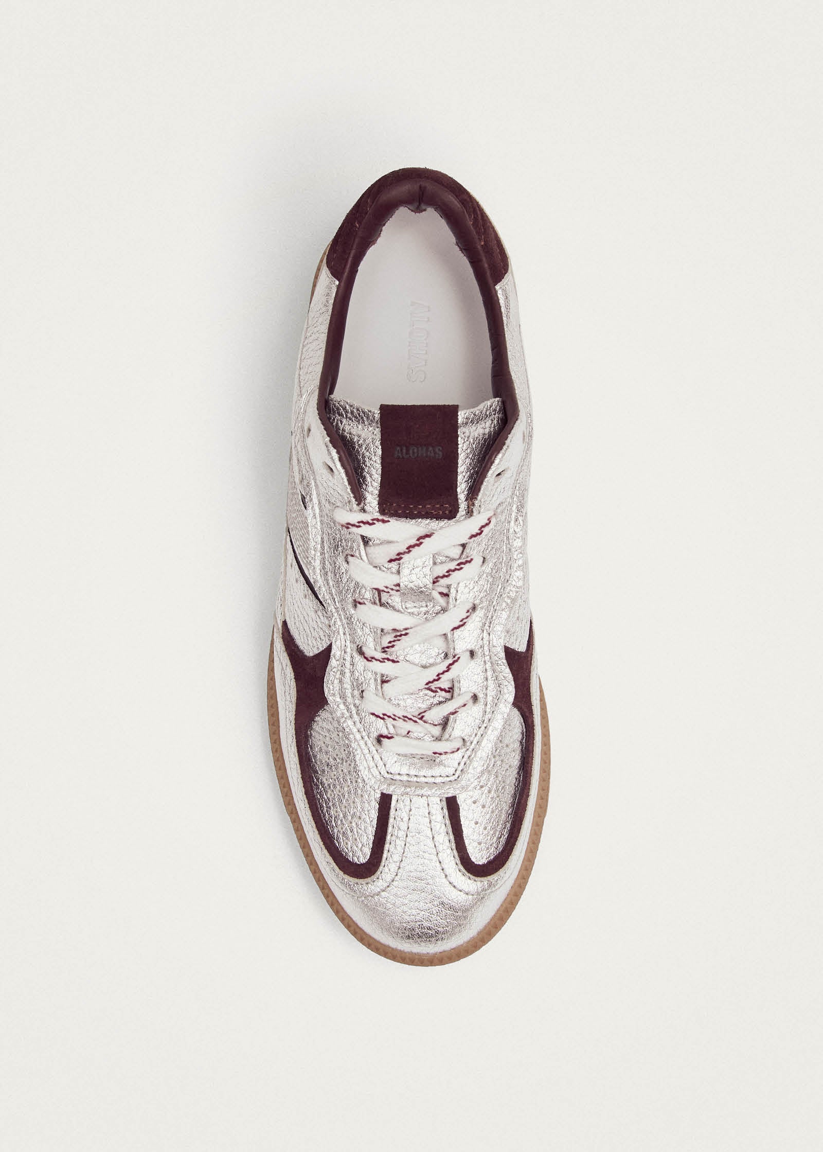 Tb.490 Grain Shimmer Silver & Burgundy Leather Sneakers - Image 4